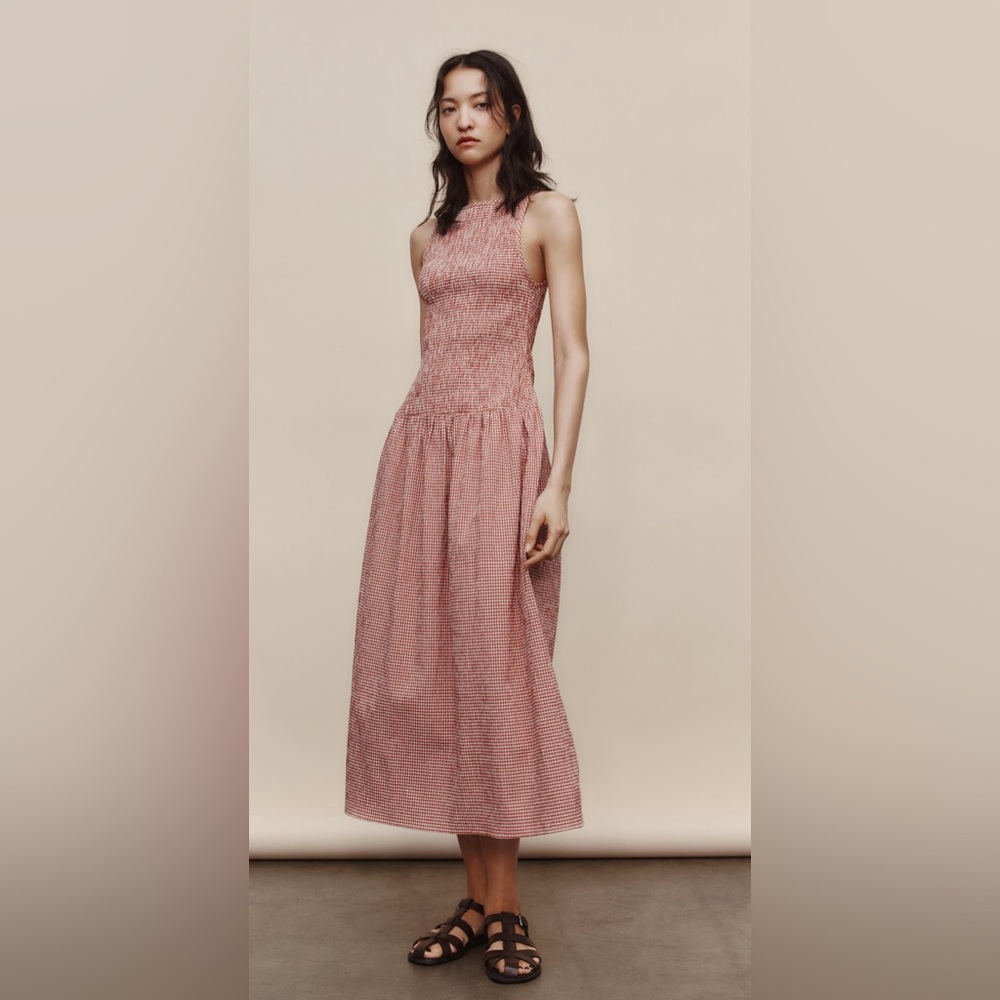 Zara Pink Textured Midi Dress